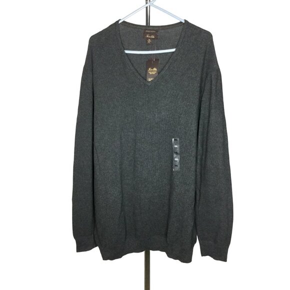 Tasso Elba Men's Gray Knit Long Sleeve V Neck Sweater Size XXL NWT - Picture 1 of 6